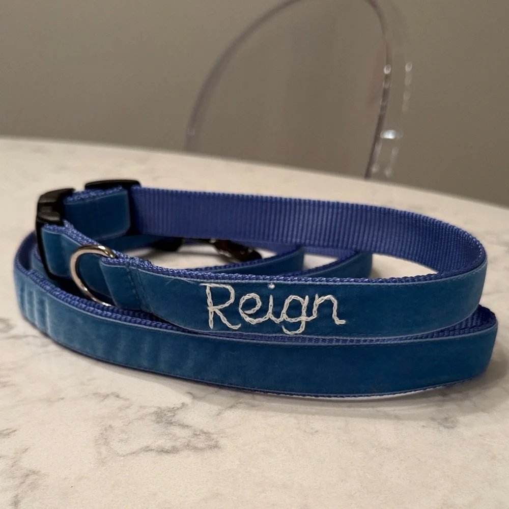 Mimi Green Personalized Velvet Dog Collar and Leash Set *NEW